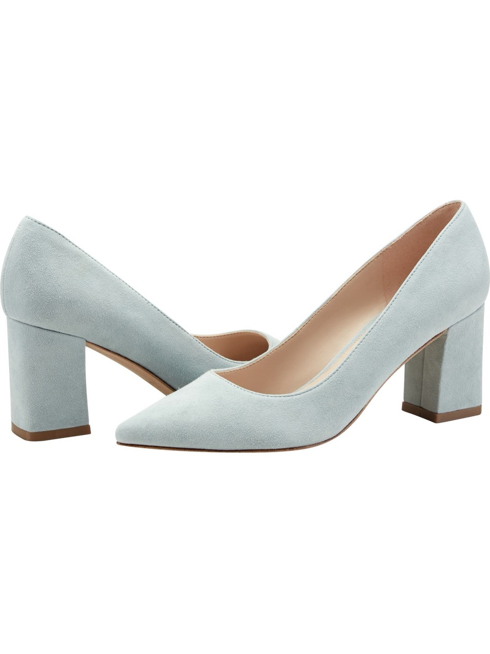 Marc Fisher Zala Block Heel Pointy Toe Pump Light Blue